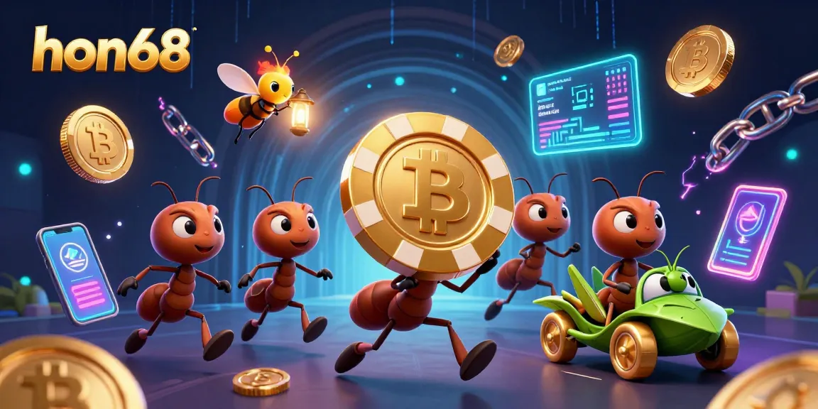 Experience the thrill of winning at hon68 with a dynamic heist scene featuring digital cryptocurrency elements