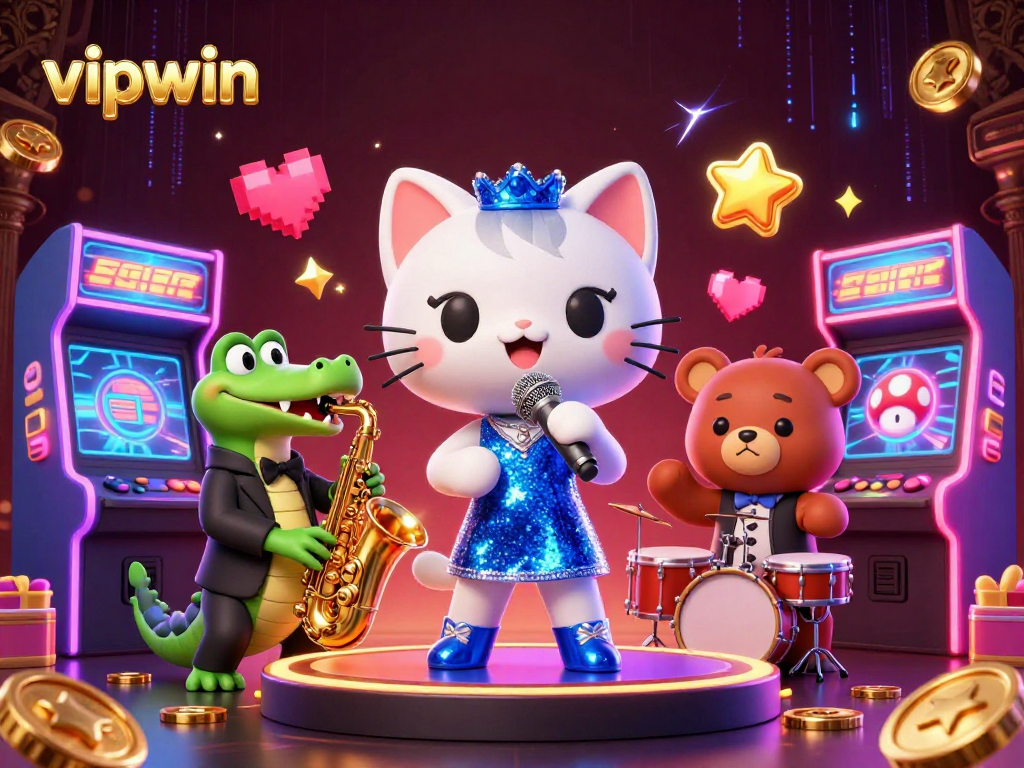 Experience thrilling gaming action at vipwin casino with vibrant characters and colorful gaming elements.