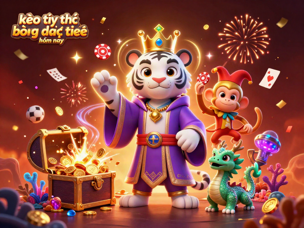 Engaging illustration depicting kèo tỷ số bóng đá trực tuyến hôm nay with dynamic characters and vibrant casino elements.