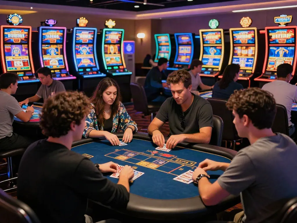 Players enjoying engaging sessions at online credit card casinos, showcasing lively interactions and excitement.