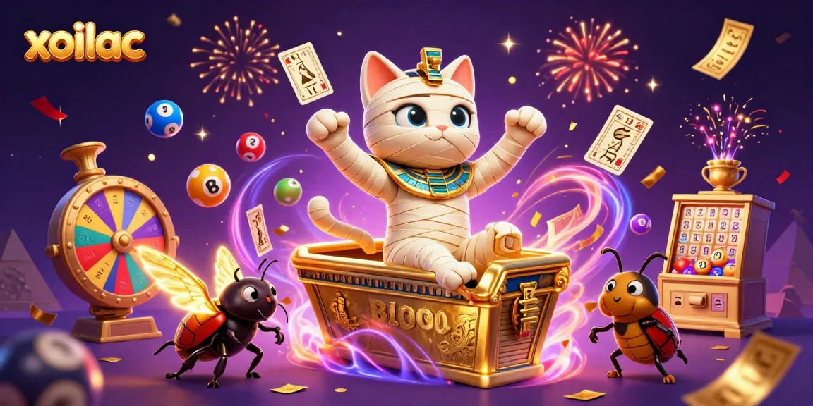 Experience the thrill of xoilac as the Egyptian mummy cat unleashes a treasure of golden gaming excitement!