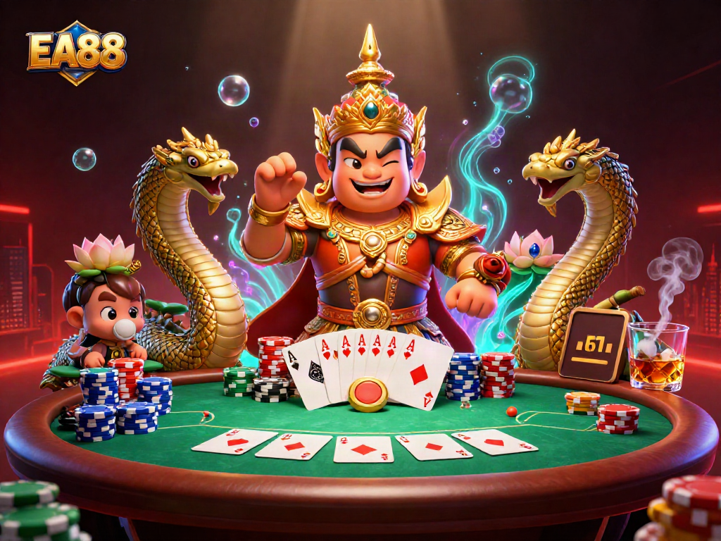 Engage with EA88's thrilling poker scene featuring vibrant characters and rich details.