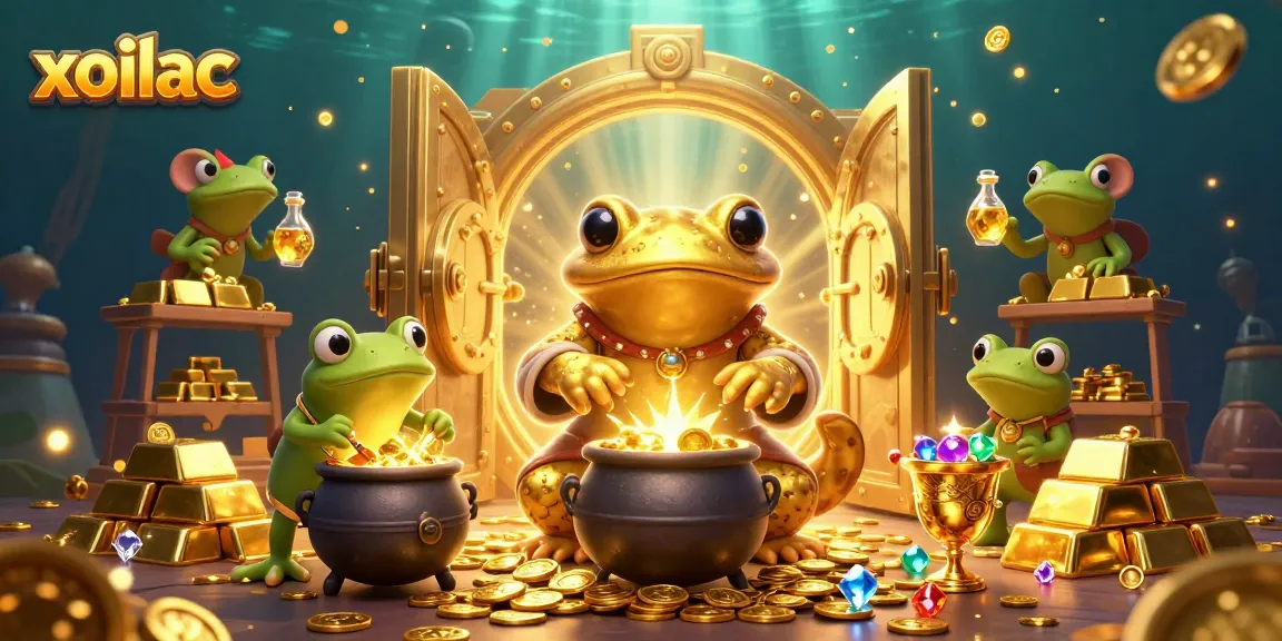 Experience the thrilling world of gambling with xoilac as gold coins pour from a magical alchemist's cauldron.