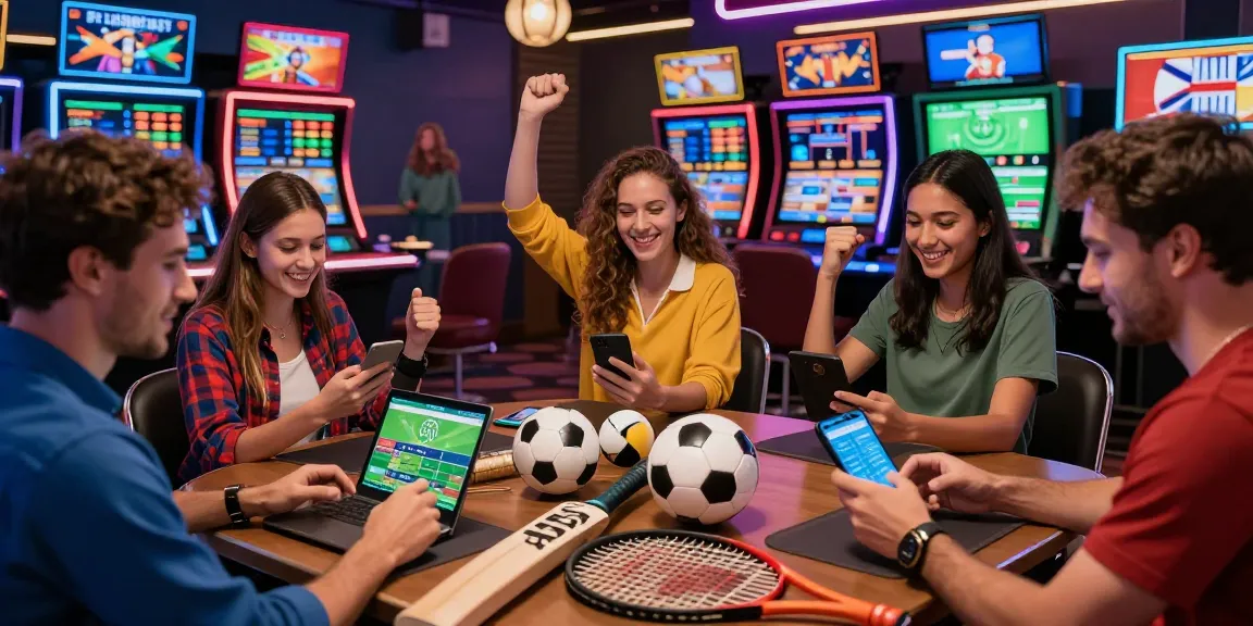 lotus365 players enjoying cricket, football, and tennis betting in a vibrant casino setting.