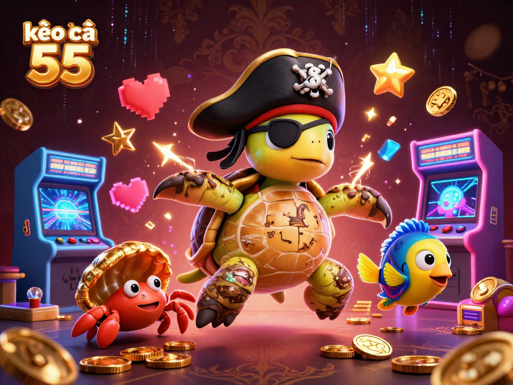 Experience the thrill of kèo nhà cái 55 with this vibrant 3D illustration showcasing dynamic casino elements.