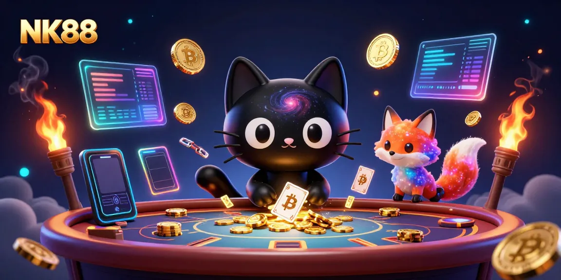 Spin and win at the cosmic NK88 casino with a charming black hole cat!