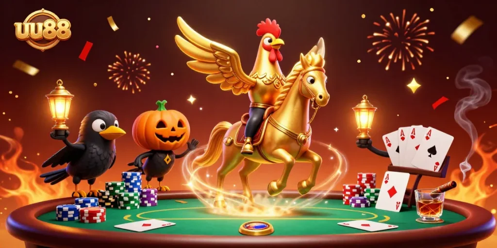 Experience exhilarating gaming at uu88 in a vibrant, dynamic casino scene full of action.