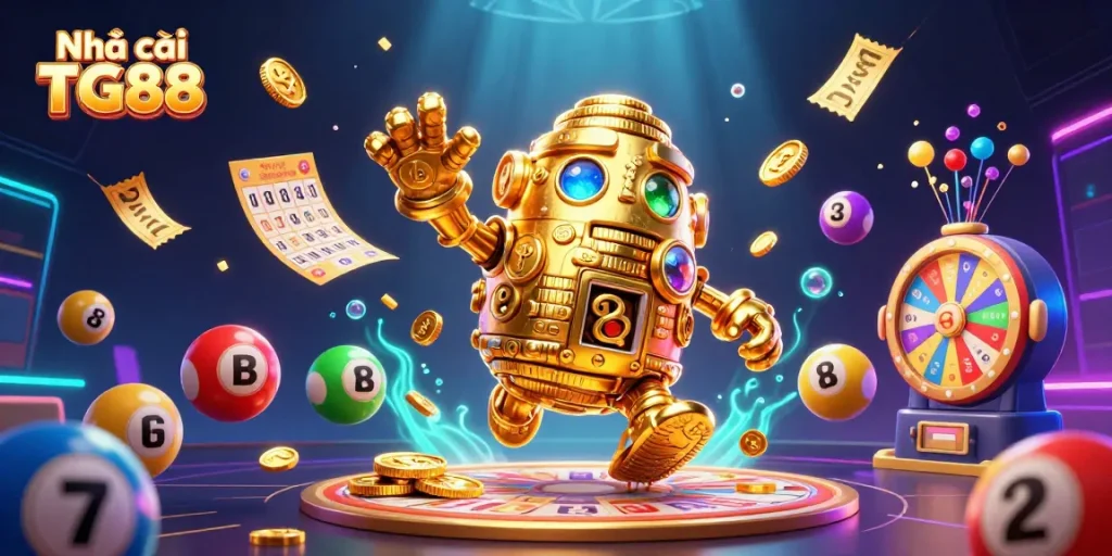 Experience thrilling gameplay at Nhà cái TG88 with vibrant lottery elements and dynamic casino visuals.