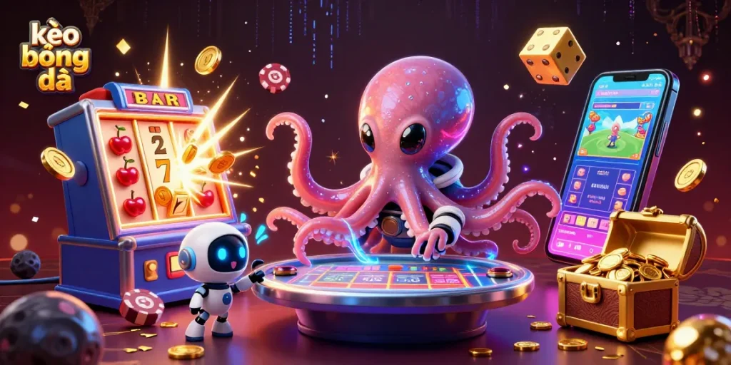 Engage in exquisite kèo bóng đá betting with a vibrant alien theme in this 3D illustration.