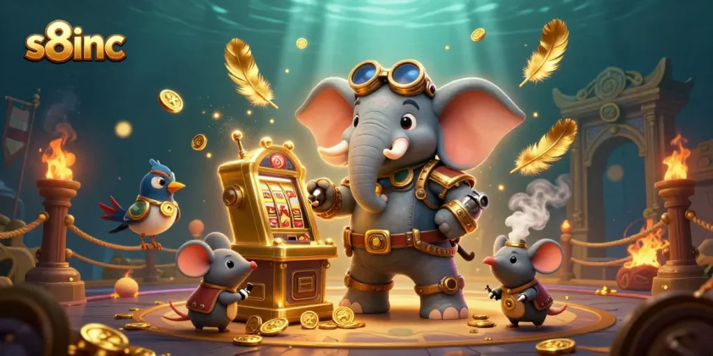Experience exhilarating gaming adventures at s8inc with a thrilling steampunk-themed casino illustration.