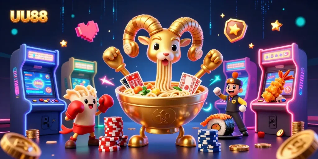 Play exciting games at UU88 with vibrant characters and action-packed casino elements.
