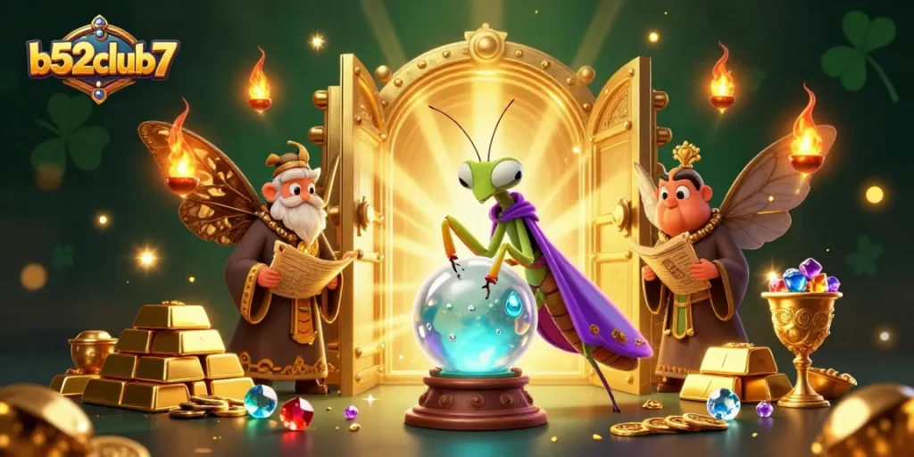 Engage with the magical gaming experience at b52club7 with a vibrant scene showcasing fortune teller elements.