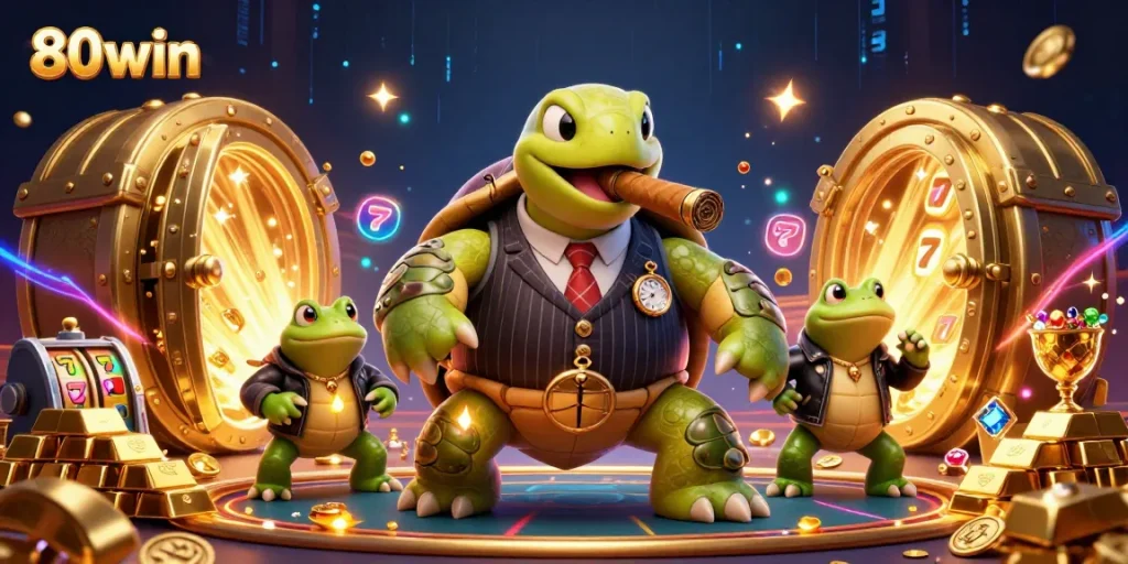 80win offers thrilling online casino experiences with giant treasures and vibrant characters.
