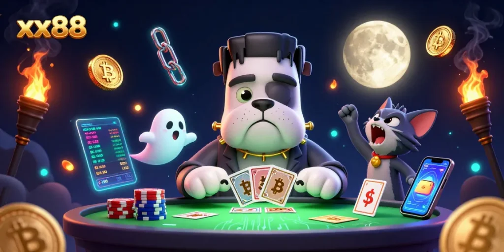 Experience thrilling gameplay at xx88 with a lively illustration showcasing vibrant characters and gaming elements.