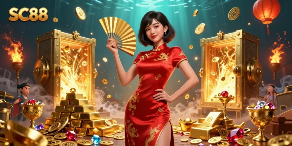 Experience the excitement of SC88 as the Asian casino host showcases luxurious treasures amid vibrant decorations.
