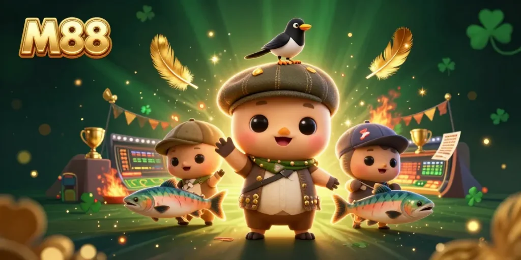 M88 dives into thrilling sports betting arena with dynamic characters and vibrant game elements.