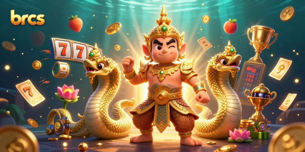 brcs brings excitement with a dynamic casino scene featuring a yaksha guardian, jackpot elements, and vibrant visuals.