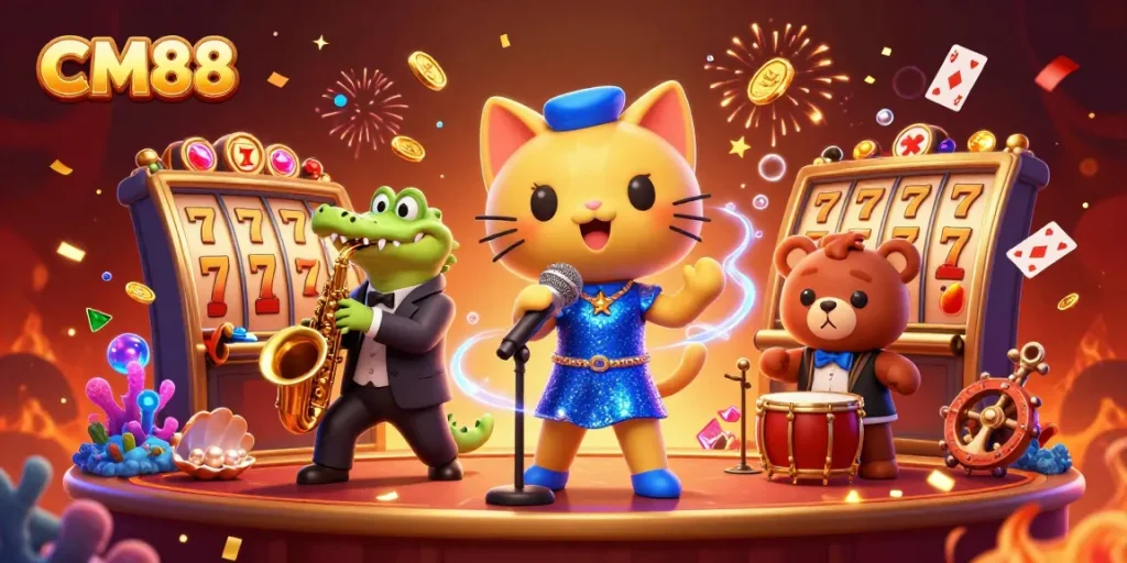 CM88 offers thrilling casino experiences with slot machines, vibrant characters, and exciting entertainment.