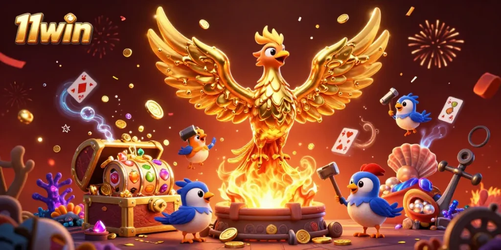 Experience thrilling games at 11win with a molten phoenix and explosive gold coins.