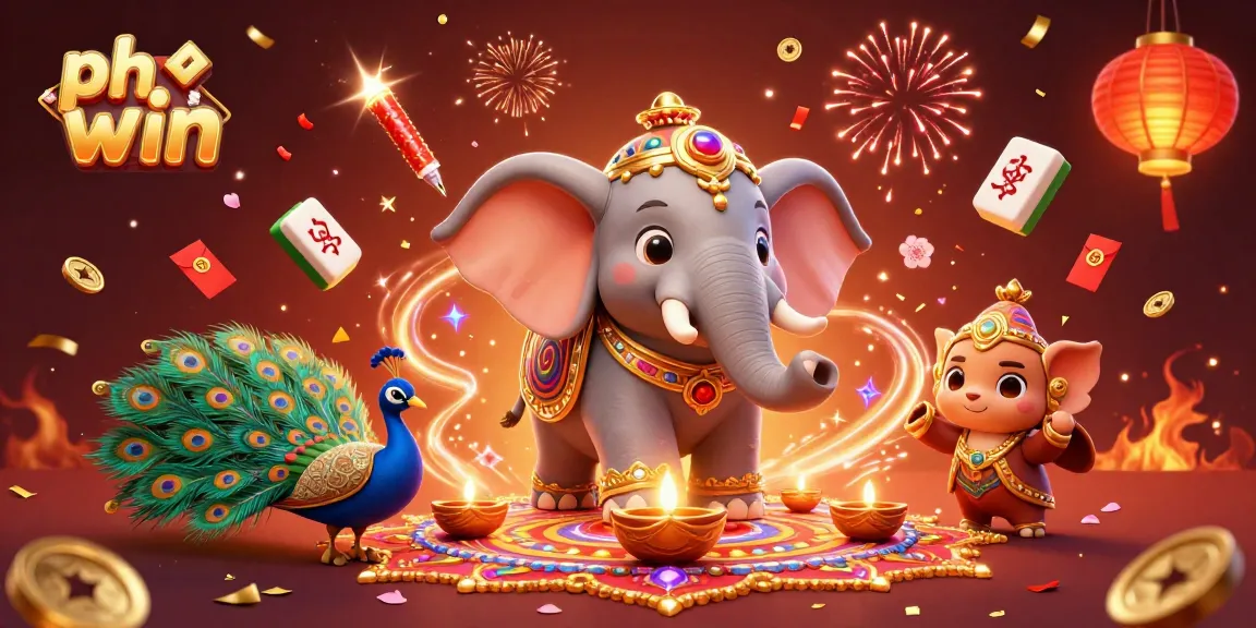 Experience the excitement of ph win with a festive scene showcasing gambling and rich cultural elements.