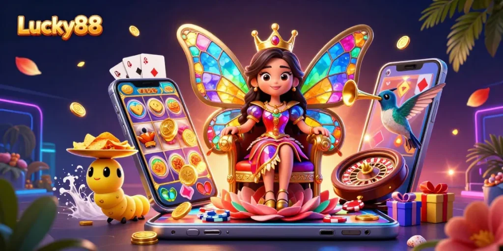 Play Lucky88 with immersive graphics featuring vibrant slot game elements and rich animated details.