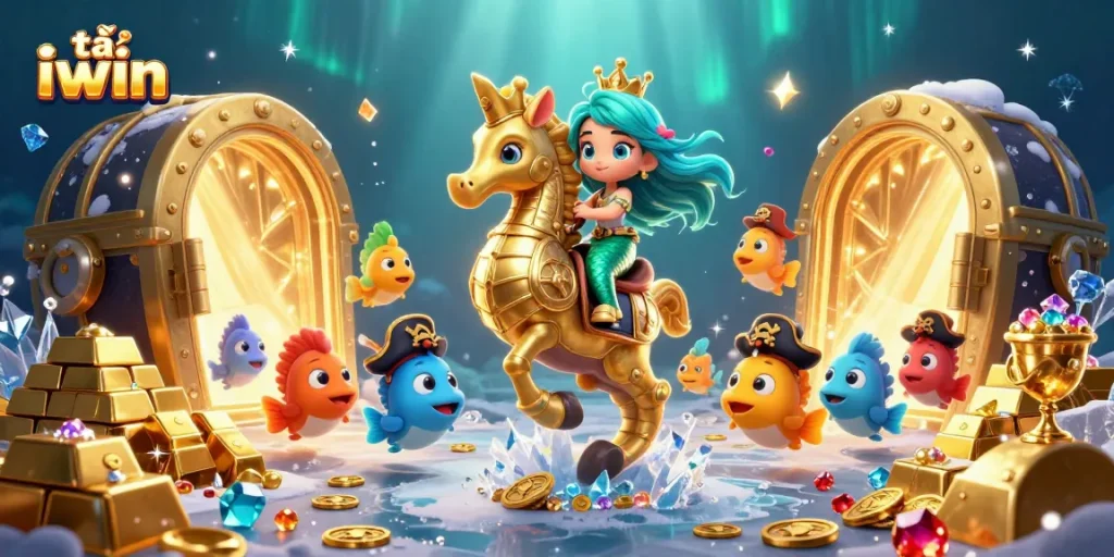 Place bets in style with tải iwin, featuring a vibrant casino scene full of treasures and games.
