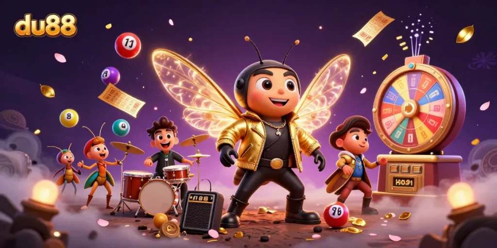 Experience winning excitement with du88 as 3D cartoon characters engage in a vibrant casino scene.