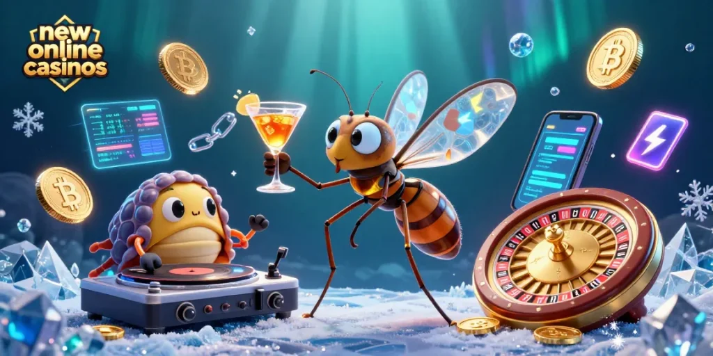 Engage with new online casinos featuring vibrant 3D characters and rich casino elements in a captivating underwater scene.