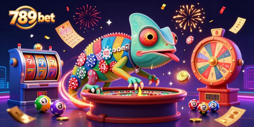 Experience thrilling action with 789 bet casino games, featuring vibrant slots and colorful lottery visuals.