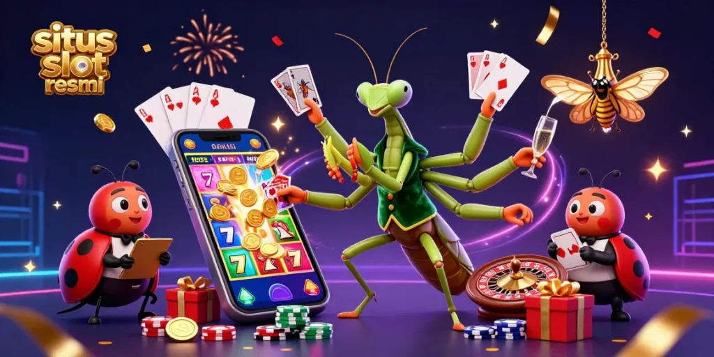Experience thrilling gameplay at situs slot resmi with colorful slot games and vibrant characters in a festive atmosphere.