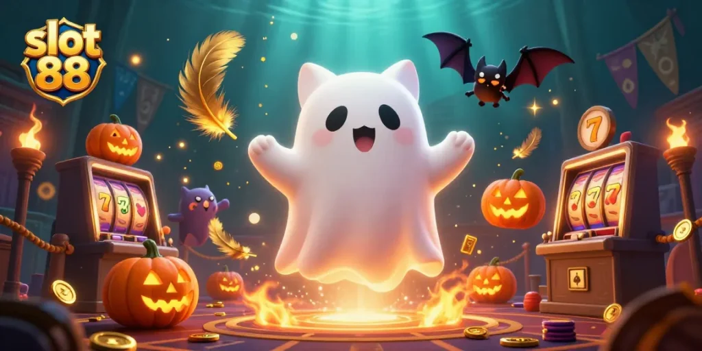 Experience slot 88 action with ghostly characters in a haunted casino environment.