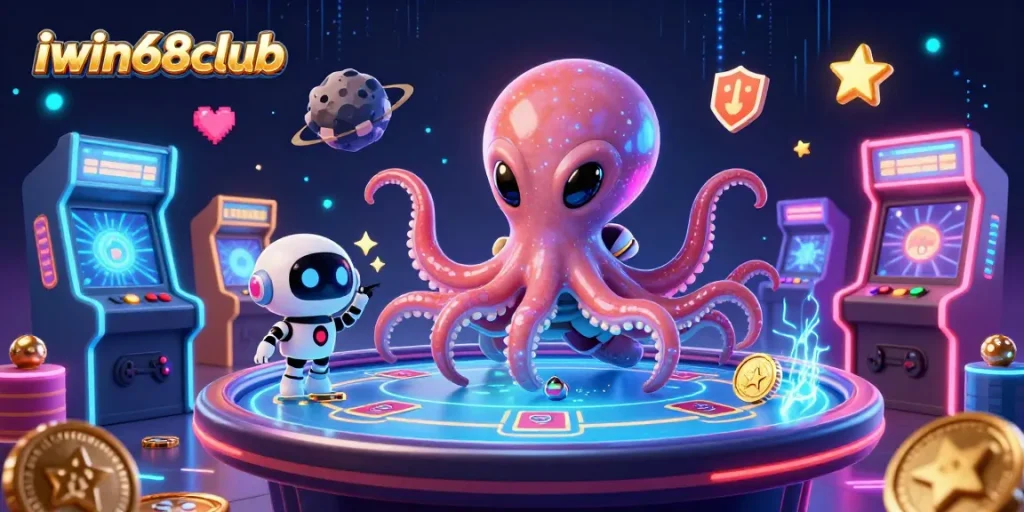 Play exciting alien-themed poker at iwin68club with a unique 3D octopus dealer.