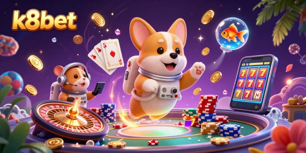 Join the excitement at k8bet casino with vibrant 3D characters and dynamic gaming elements.