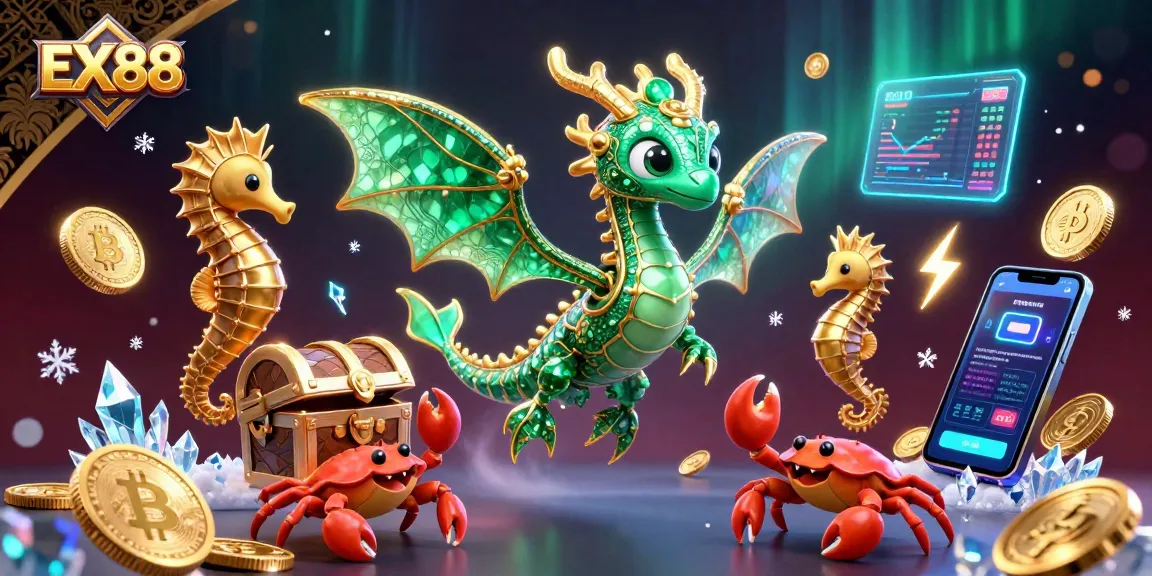 Play exhilarating games at EX88 where emerald sea dragons guard treasures in a vibrant crypto casino.