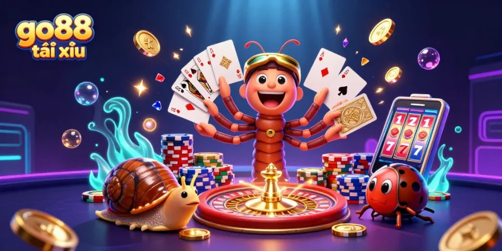 Experience go88 tài xỉu with vibrant characters and thrilling casino elements in a dynamic scene.
