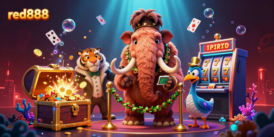 Experience the excitement of red888 with a vibrant 3D illustration showcasing a casino adventure.