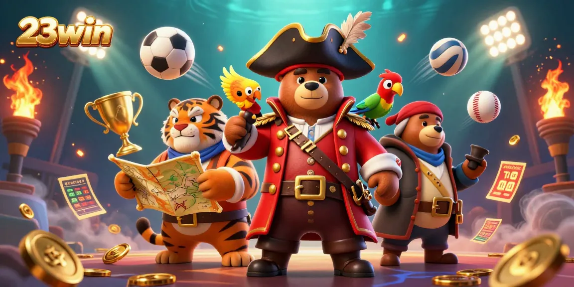 Engage in thrilling sports betting adventures at 23win with vibrant characters and action-packed elements.