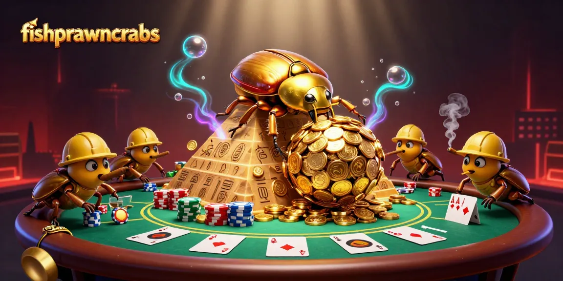 Join the fun with fishprawncrabs as golden beetles roll in jackpot coins at the casino!