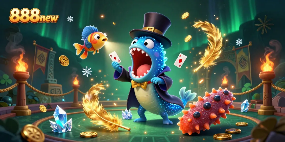 Engage with 888new's thrilling deep-sea gaming magic featuring a bioluminescent eel, anglerfish, and fun elements!