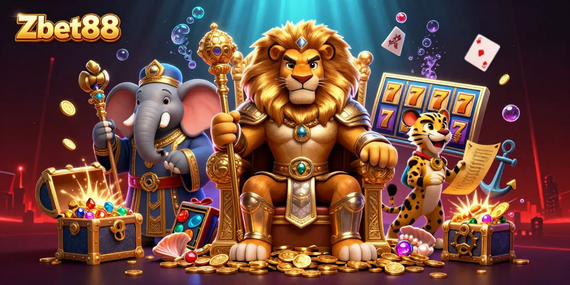 Experience thrilling wins at Zbet88's vibrant casino adventure with lions, elephants, and cheetahs!