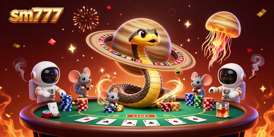 Experience the excitement of sm777's cosmic casino with astronaut mice betting in space.