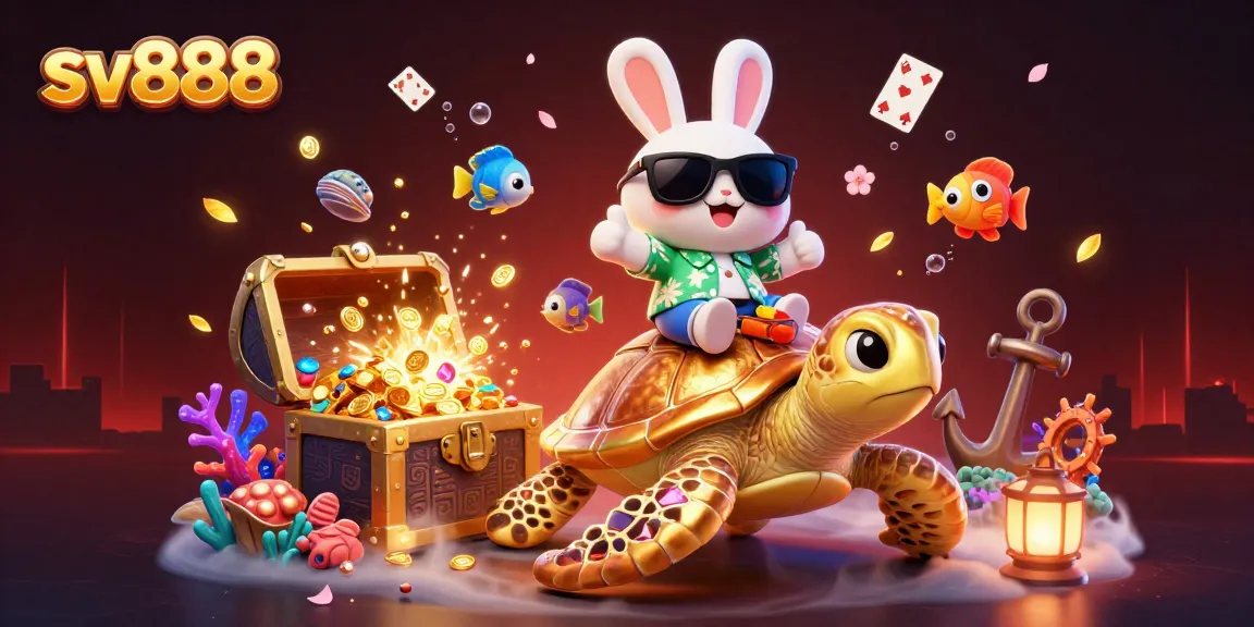 Experience sv888 excitement with a lucky rabbit and golden turtle in a vibrant underwater casino.