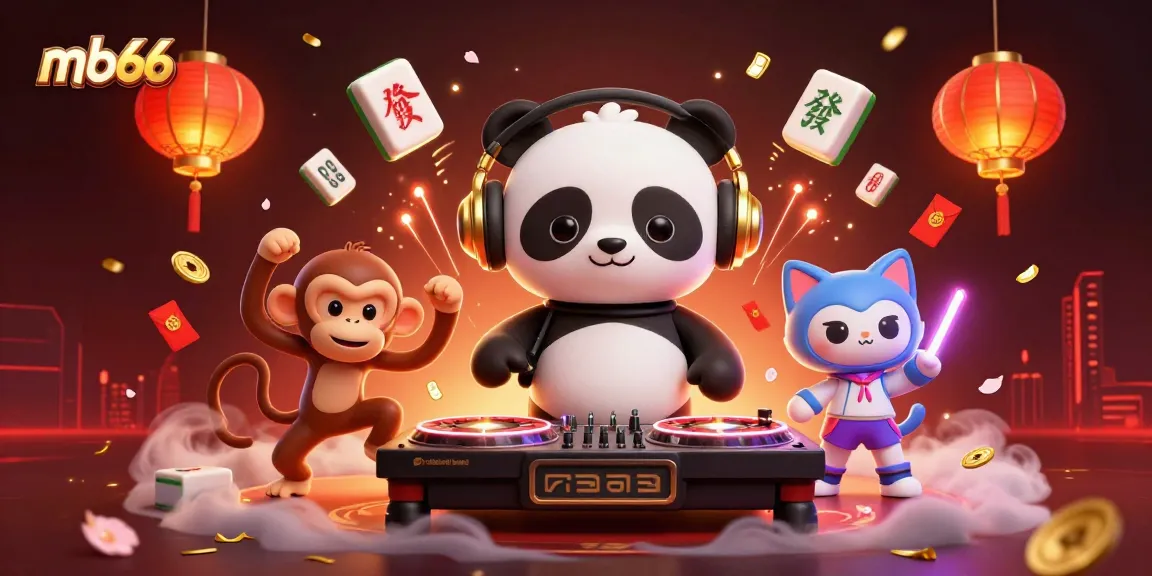 Experience the excitement of mb66 with vibrant 3D characters and casino-themed elements in a lively scene.