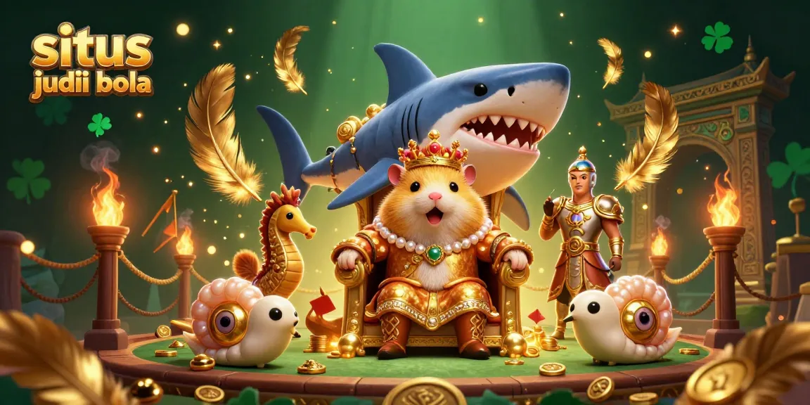 Experience the thrill of situs judi bola with a fierce golden hamster king in a gambling arena.