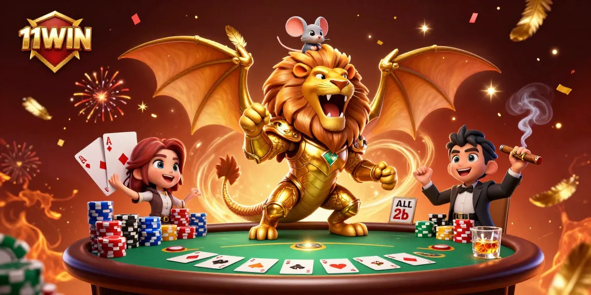 Engage with thrilling poker action at 11WIN featuring epic chimera and casino elements.