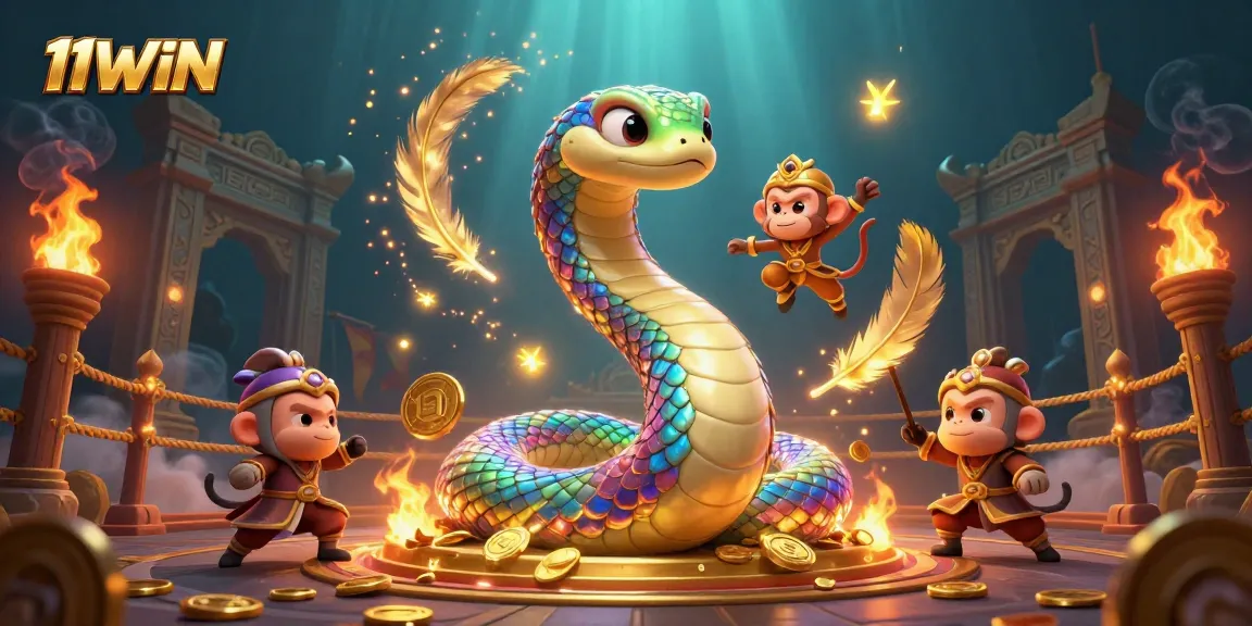 Experience the thrill of 11WIN with vibrant gaming action and dynamic characters.