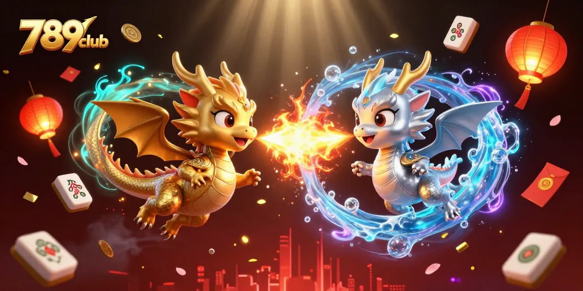 Engage in thrilling gameplay at 789club with vibrant symbolism, showcasing dragons and festive elements.