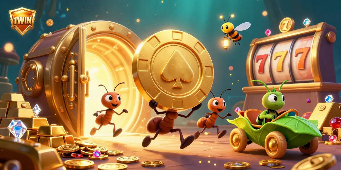 Engage in thrilling heists with 11WIN's animated ants and vibrant casino elements, embodying excitement and strategic gameplay.